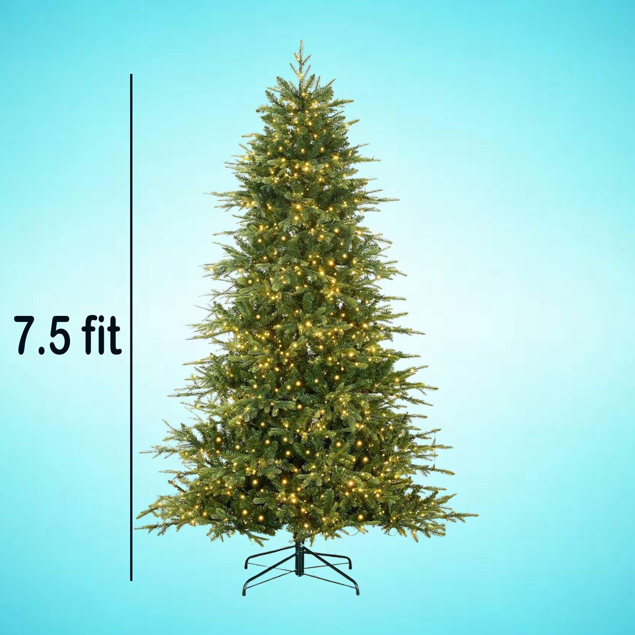 7.5ft Artificial Noble Fir Christmas Tree Pre-Lit with Bright Micro LED Lights